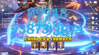 Childe C0 & Thoma C6 Team Comp Damage Showcase - Floor 12 & Open World Normal Atk Test