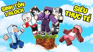 Noob Ruby Thử Thách 24h " Sinh Tồn 1 BLOCK SIÊU THỰC TẾ " Cùng HERO TEAM Trong Minecraft !