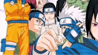 Hargai perspektif karakter dan adegan yang dilukis oleh Masashi Kishimoto. Komposisi dan perspektifn