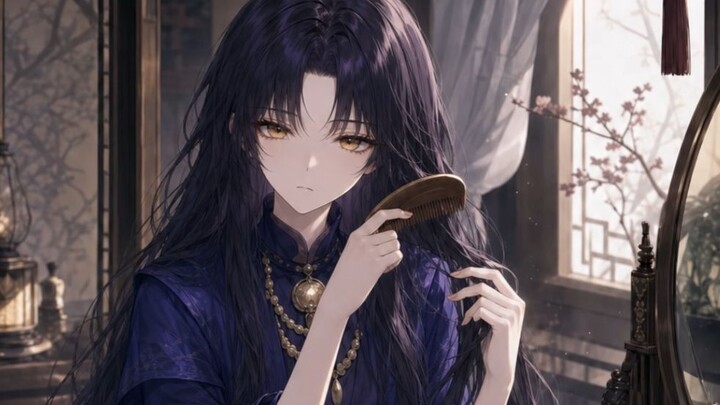 Lazily rising to paint her moth-like eyebrows, she lingers over her makeup and grooming.