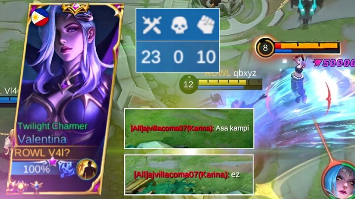 UNKILLABLE VALENTINA VS TRASHTALKER ENEMIES | MLBB