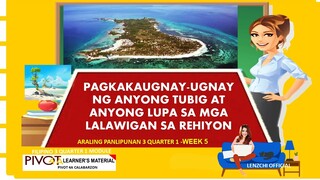 ARALING PANLIPUNAN 3 | PAGKAKAUGNAY UGNAY NG MGA ANYONG TUBIG AT ANYONG LUPA | QUARTER 1-WEEK 5 MELC