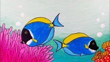 Belajar menggambar ikan di laut || Menggambar ikan warna warni || Menggambar ikan botana