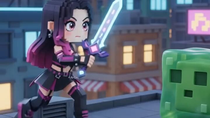 D-Hunter fighting slime cube