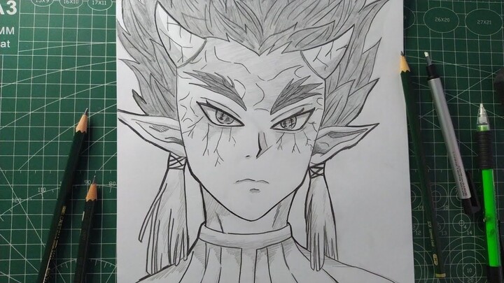 DRAWING PROCESS OF HANTENGU UPPER MOON 4 | DEMON SLAYER