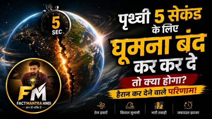 अगर पृथ्वी सिर्फ 5 सेकंड के लिए घूमना बंद कर दे तो क्या होगा? #earth # #AmazingFacts