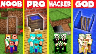 Minecraft Battle: SECRET TRAP BASE HOUSE BUILD CHALLENGE - NOOB vs PRO vs HACKER vs GOD / Animation