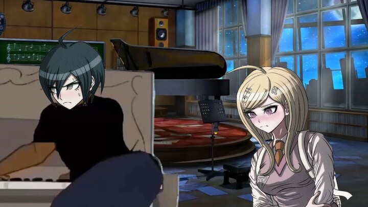 Akamatsu-san sedang melatih Saihara bermain piano.