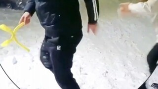 The wife took a snowball and secretly put it into the waistband of her husband's pants. This is how 