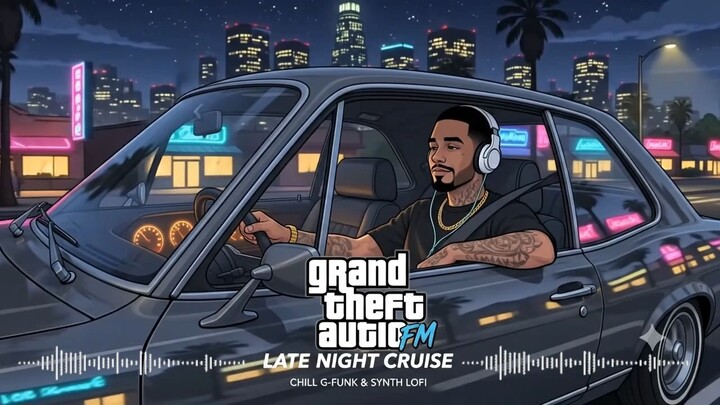 Los Santos Late Night Cruise 🌃 1 HOUR Chill G-Funk & Synth Lofi | Grand Theft Audio FM