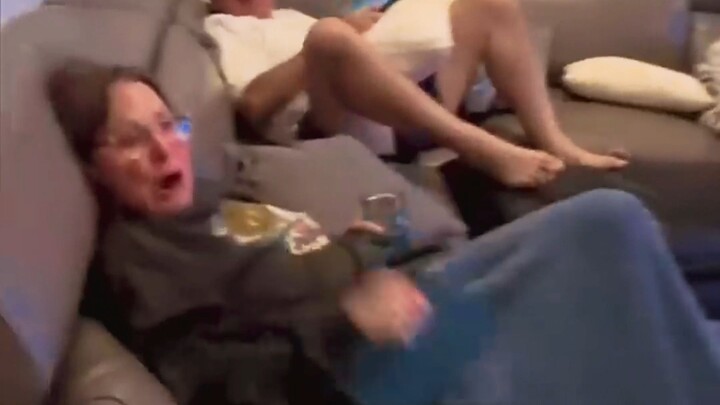 The daughter sneaked home and, catching them watching a horror movie, got scared.