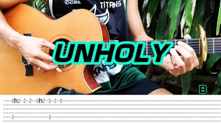 Unholy - Sam Smith | Kim Petras - Fingerstyle (Tabs) + Guitar chords