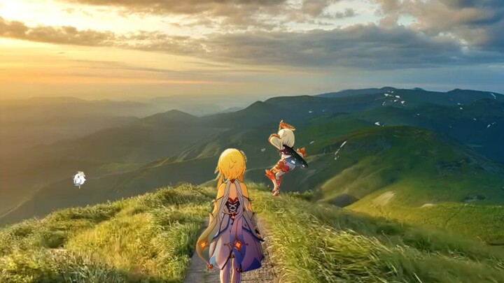 I woke up too early and saw荧 and Paimon on a trip to Mount Wugong...