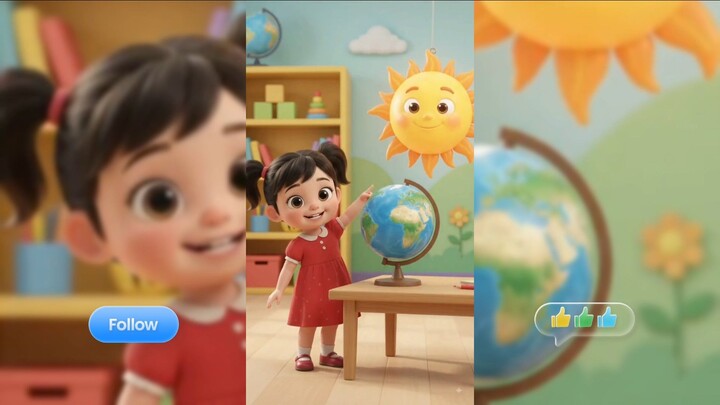 Din Aur Raat Kaise Hote Hain? ☀️🌙 | Kids Science Learning #Shorts