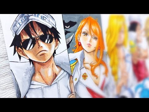 Drawing StrawHat Pirates as Marine | One Piece | ワンピース