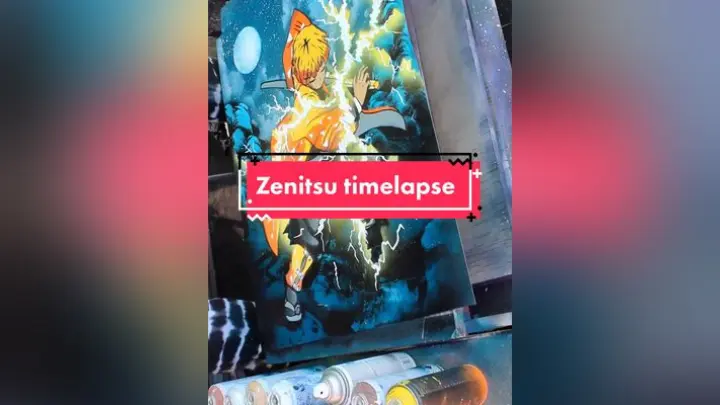 Reply to  of course 😊😊 zenitsu spraypaintart spraypaint sprayart demonslayer tanjiro zenitsuagatsuma nezuko inosuke fanart anime