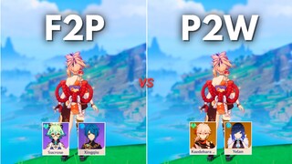 F2P vs P2W Yoimiya ! How much is the difference?? [ Genshin Impact ]