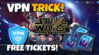STAR WARS VPN TRICK | GET FREE EXTRA TICKETS ON STAR WARS EVENT USING VPN IN MOBILE LEGENDS
