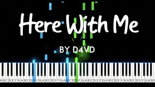 Here with Me by d4vd synthesia piano tutorial + sheet music