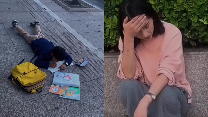 Bocah imut sampai di gerbang sekolah baru sadar tugas esainya belum dikerjakan, langsung terkapar di