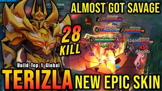 28 Kills + MANIAC!! Flames of Judgment Terizla New EPIC Skin!! - Build Top 1 Global Terizla ~ MLBB