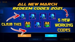 NEW 5 REDEEM CODES IN MOBILE LEGENDS | THIS MARCH 2021 | REDEEM NOW (WITH PROOF) || MLBB