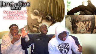 ZEKE HAS ARRIVED!! Attack on Titan Season 4 Part 2 Episode 18 Group Reaction