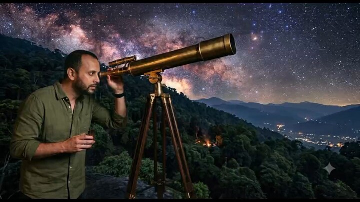 Telescopic gaze of the world.