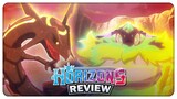 Shiny Rayquaza VS Terapagos in the Pokémon Anime.