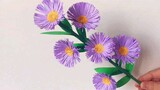Buatan tangan: pembuatan karangan bunga krisan kertas ungu yang sangat cantik