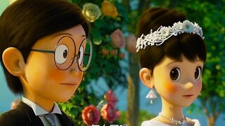 "Nobita traveled back in time and saw his grandmother. The little Nobita from the past has also grow