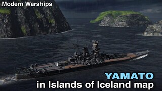 Modern Warships: YAMATO in Islands of Iceland map.  bot match gameplay