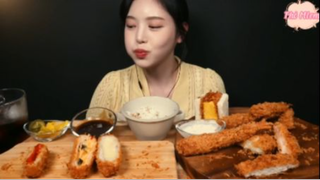 Cơm cùng thịt chiên xù có cả phô mai kéo sợi phần 5 #mukbang