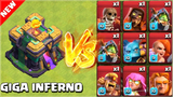 TH14 Giga Inferno vs All Super Troops _ Clash of Clans Versus Battle!!