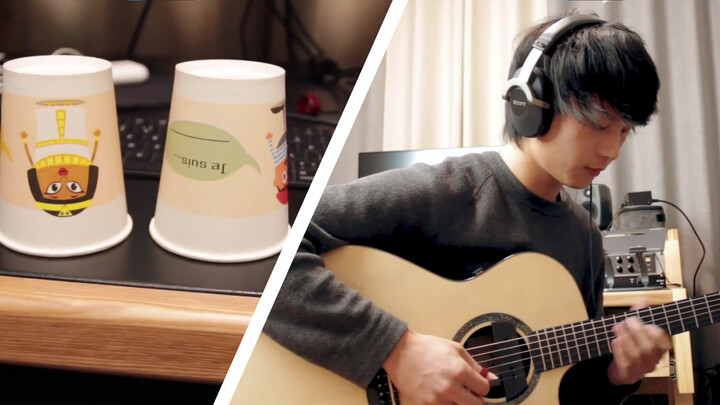 "We don't talk anymore" covered by a boy with cups and guitar