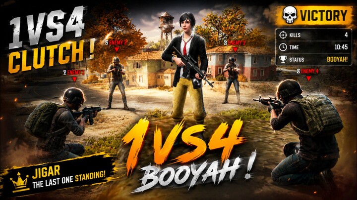 ⚡ SOLO vs SQUAD 😈 | 1V4 EPIC CLUTCH 🔥