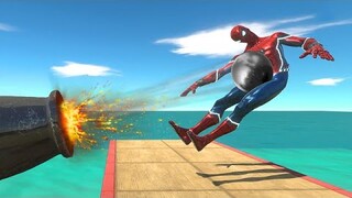 Superheroes and Monsters Run Away From Cannonball - Animal Revolt Battle Simulator