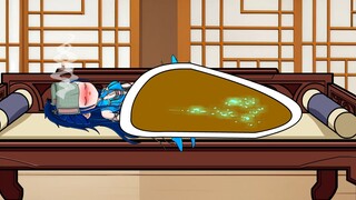 喷蓝色液体的阿银