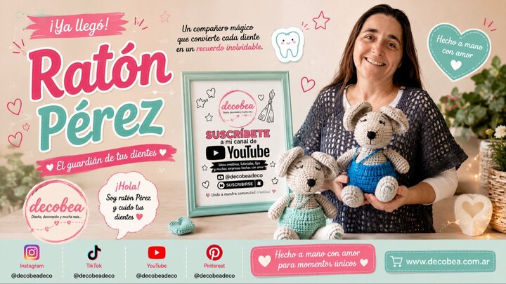 Ratón Pérez Amigurumi que enamora 💙 El regalo perfecto para hacer mágica la caída de los dientes 🦷