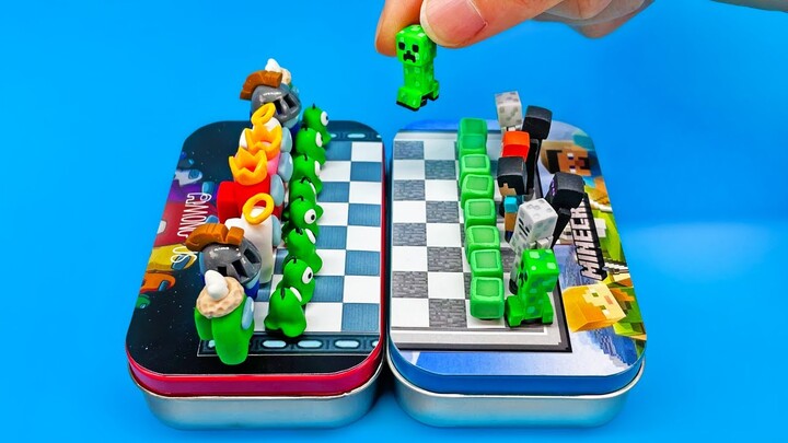 Making Minecraft vs Among US Chess | Clay DIY