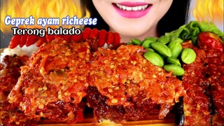 ASMR GEPREK AYAM RICHEESE, TERONG BALADO | INDONESIAN FOOD | ASMR MUKBANG INDONESIA