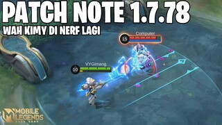 KIMMY NERF, FARAMIS NERF, KHALEED BUFF, REVAMP TAMPILAN 7 HERO - PATCH NOTE 1.7.78 MLBB