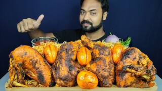 SPICY WHOLE TANDOORI CHICKEN, FRIED EGGS, CHICKEN CHOWMEIN, CHILI MUKBANG EATING SHOW | BIG BITES |