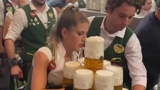 为将啤酒一次性端走
