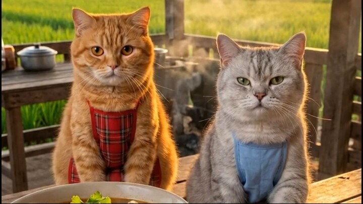 Orange & Grey Cat Chefs Cook Tom Saep! Spicy Thai Soft Bone Soup That Hits HARD 🍲🌶️🐱
