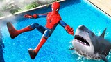 GTA 5 Water Ragdolls | SPIDERMAN vs SHARK #2 (Funny Moments)