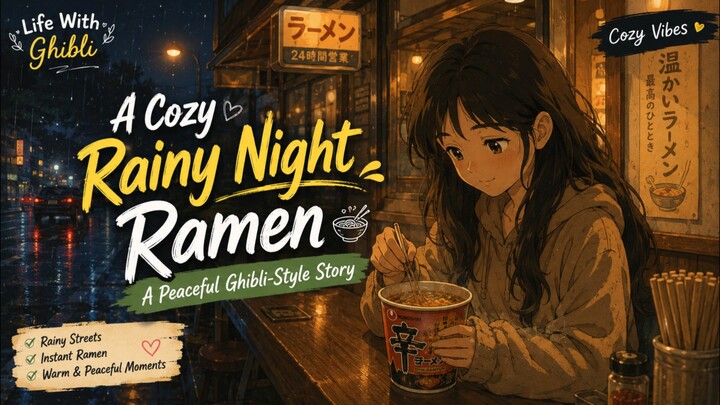 A Cozy Rainy Night Ramen | A Peaceful Ghibli-Style Story 🍜🌧️✨