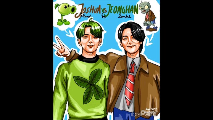 Joshua and Jeonghan as plant and zombie character~