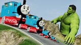 Big & Small Thomas the Train with Coca-Cola Wheels vs DOWN OF HULK | BeamNG.Drive