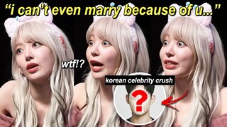 Sakura's reaction when a fan says he won't marry because of her (reveals her korean celebrity crush)